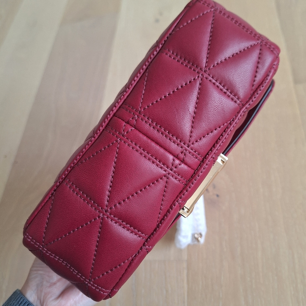 NWT Michael Kors Sloan Quilted Bag Small Size Maroon - Picture 6 of 10